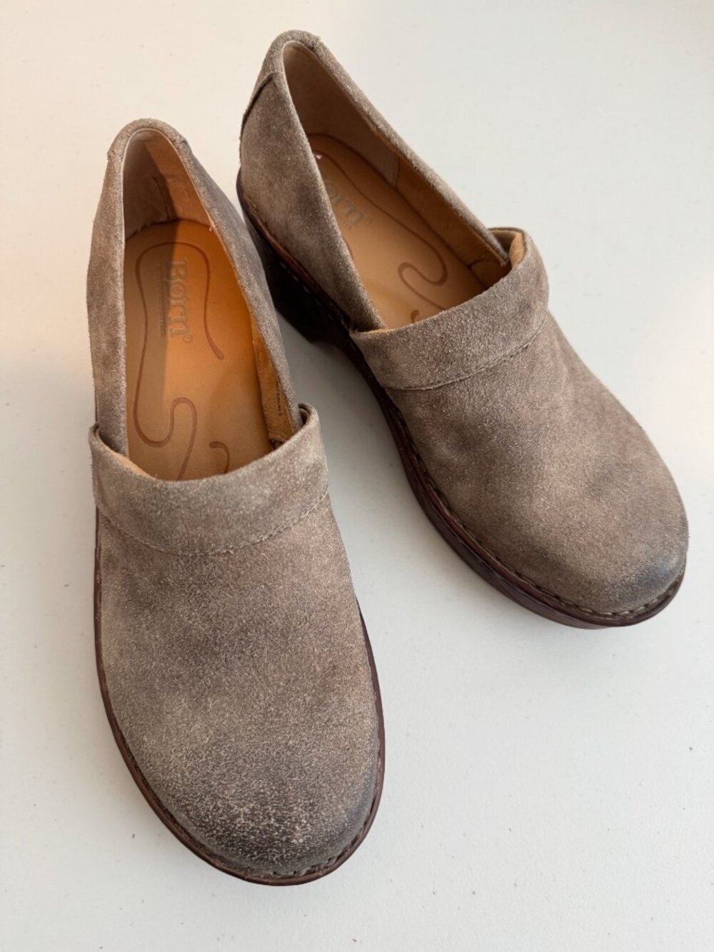 Born Toby Duo Suede Clogs Size 9 Burnished Distressed Wedge Goblincore Boho Chic - Picture 11 of 11